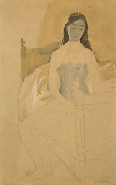 Self Portrait, Naked, Sitting on a Bed by Gwen John